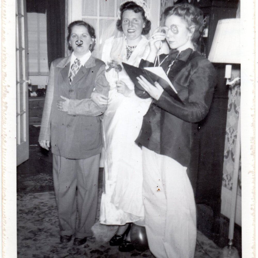 Women in Halloween Costume Wedding Parody Snapshot Photograph c1950 fr-1